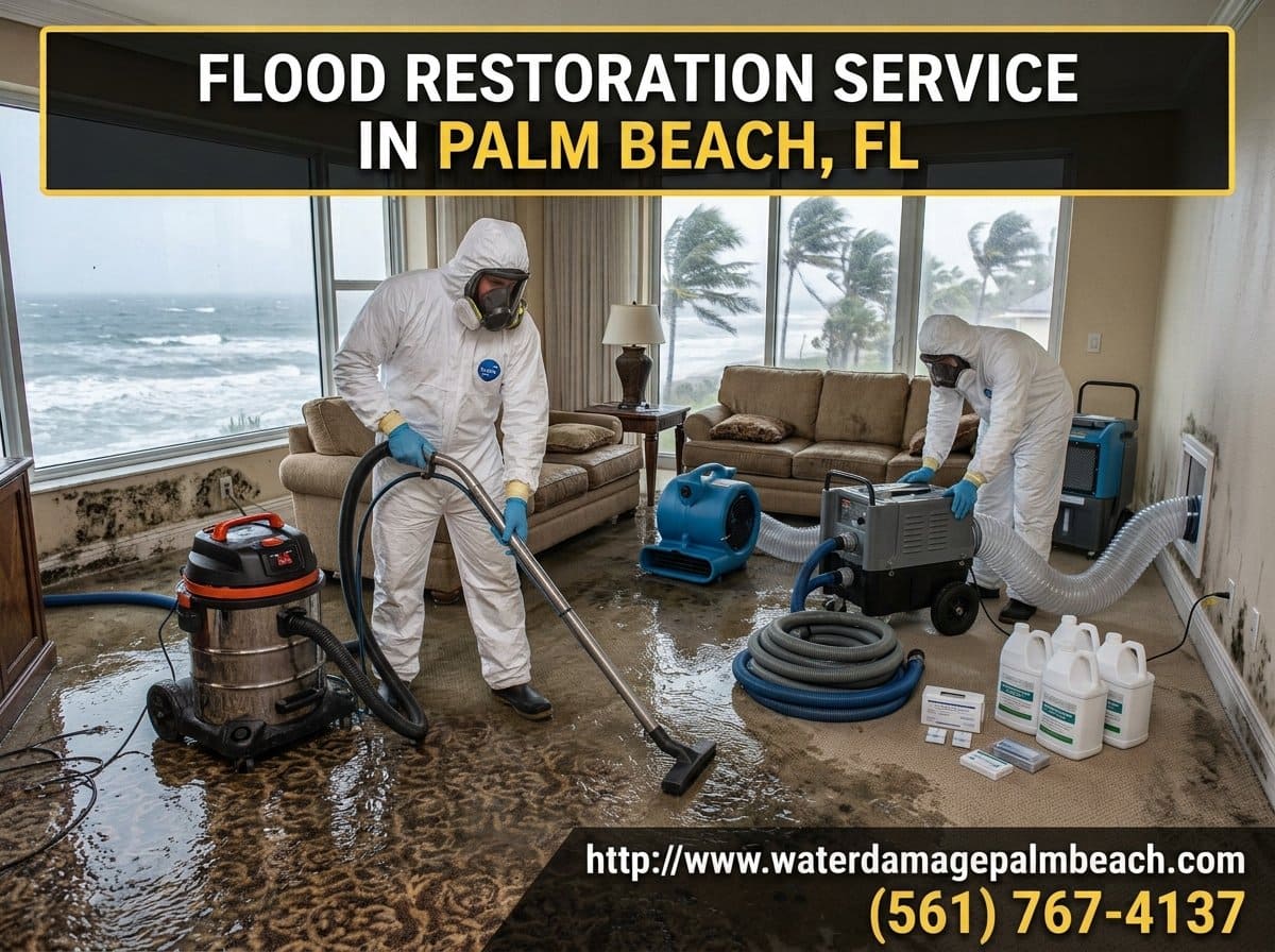 Flood restoration cleanup for a Palm Beach Florida home